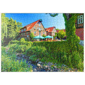 Darstellung des Puzzle Motivs Speicherhäuser am Stadtstreek im Zentrum, Rotenburg (Wümme), Lüneburger Heide - Puzzleteile: 500