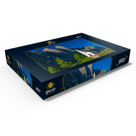 Darstellung des Puzzle Motivs Kirche am Grödner Joch mit Sellagruppe, Dolomiten, Trentino-Südtirol - Puzzleteile: 1000