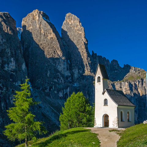 Kirche am Grödner Joch mit Sellagruppe, Dolomiten, Trentino-Südtirol 1000 Puzzle 3D Modell