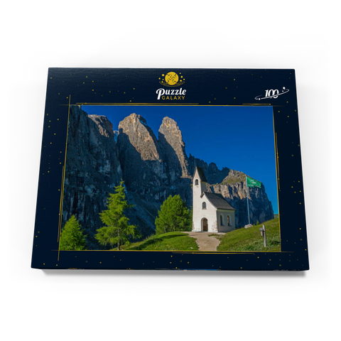 Kirche am Grödner Joch mit Sellagruppe, Dolomiten, Trentino-Südtirol 100 Puzzle Schachtel Ansicht3