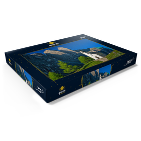 Darstellung des Puzzle Motivs Kirche am Grödner Joch mit Sellagruppe, Dolomiten, Trentino-Südtirol - Puzzleteile: 200