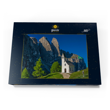Kirche am Grödner Joch mit Sellagruppe, Dolomiten, Trentino-Südtirol 500 Puzzle Schachtel Ansicht3