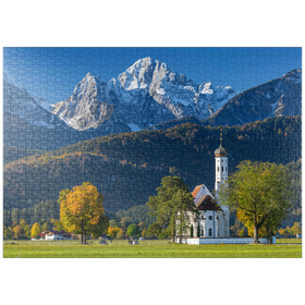 Darstellung des Puzzle-Motivs Barocke Wallfahrtskirche St. Coloman bei Schwangau nähe Füssen im Ostallgäu – Puzzleteile: 1000