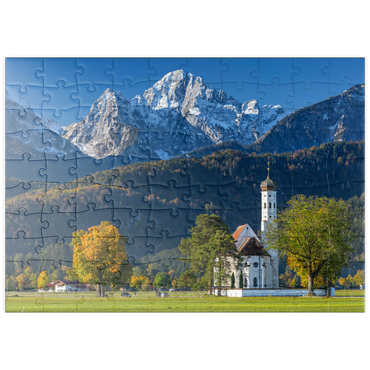 puzzleplate Barocke Wallfahrtskirche St. Coloman bei Schwangau nähe Füssen im Ostallgäu 100 Puzzle