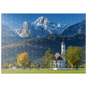 Darstellung des Puzzle Motivs Barocke Wallfahrtskirche St. Coloman bei Schwangau nähe Füssen im Ostallgäu - Puzzleteile: 200