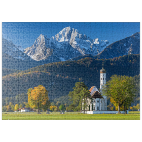 Darstellung des Puzzle Motivs Barocke Wallfahrtskirche St. Coloman bei Schwangau nähe Füssen im Ostallgäu - Puzzleteile: 500