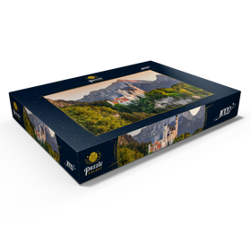 Alternative Darstellung des Puzzle-Motivs Königsschloss gegen die Tannheimer Berge am Abend, Hohenschwangau bei Füssen – Puzzleteile: 1000