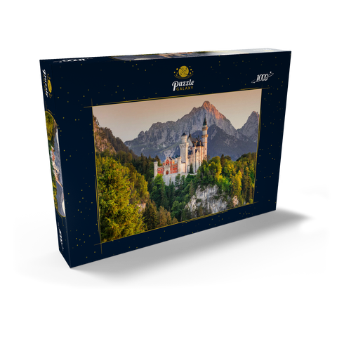 Königsschloss gegen die Tannheimer Berge am Abend, Hohenschwangau bei Füssen 1000 Puzzle Schachtel Ansicht2