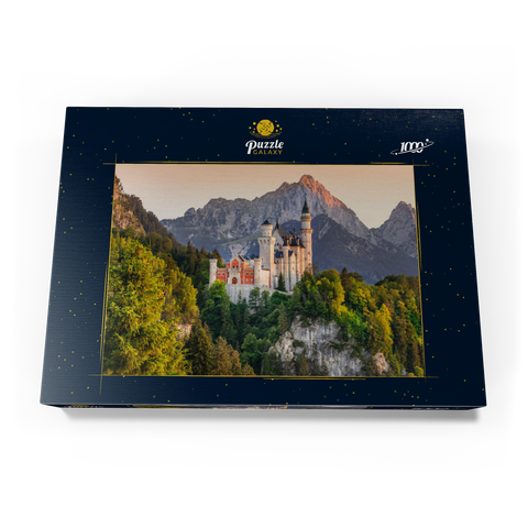 Königsschloss gegen die Tannheimer Berge am Abend, Hohenschwangau bei Füssen 1000 Puzzle Schachtel Ansicht3