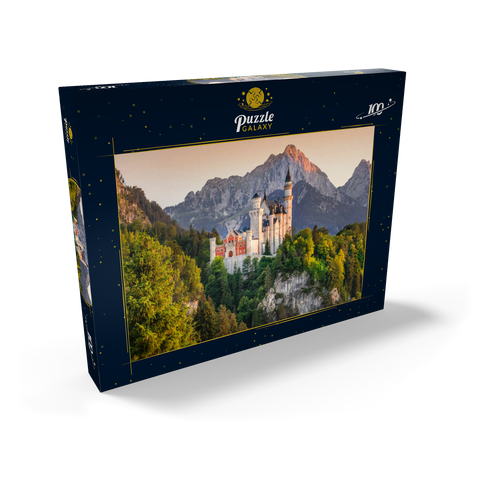 Königsschloss gegen die Tannheimer Berge am Abend, Hohenschwangau bei Füssen 100 Puzzle Schachtel Ansicht2