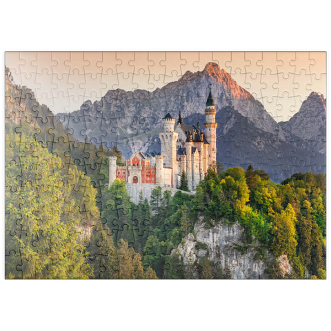 puzzleplate Königsschloss gegen die Tannheimer Berge am Abend, Hohenschwangau bei Füssen 200 Puzzle