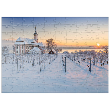 puzzleplate Abend an der Wallfahrtskirche Birnau bei Unteruhldingen am Bodensee 100 Puzzle