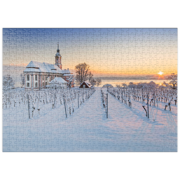 puzzleplate Abend an der Wallfahrtskirche Birnau bei Unteruhldingen am Bodensee 500 Puzzle