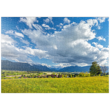 puzzleplate Blick über den Ortsteil Hagen über das Murnauer Moos zum Wettersteingebirge im Frühling 1000 Puzzle