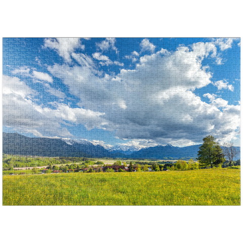 puzzleplate Blick über den Ortsteil Hagen über das Murnauer Moos zum Wettersteingebirge im Frühling 1000 Puzzle