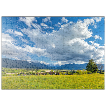 puzzleplate Blick über den Ortsteil Hagen über das Murnauer Moos zum Wettersteingebirge im Frühling 200 Puzzle