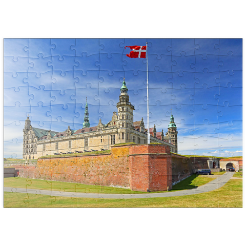 puzzleplate Hamletschloss Kronborg in Helsingör am Öresund, Seeland, Dänemark 100 Puzzle