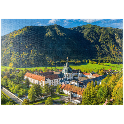 puzzleplate Bendiktiner Kloster Ettal, Ammergauer Alpen, Ammertal 1000 Puzzle