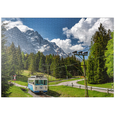 puzzleplate Bayerische Zugspitzbahn gegen Zugspitze (2962m) bei Garmisch-Partenkirchen 1000 Puzzle
