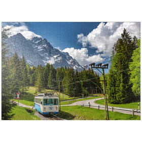 Darstellung des Puzzle Motivs Bayerische Zugspitzbahn gegen Zugspitze bei Garmisch-Partenkirchen - Puzzleteile: 1000