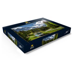 Darstellung des Puzzle Motivs Bayerische Zugspitzbahn gegen Zugspitze bei Garmisch-Partenkirchen - Puzzleteile: 100