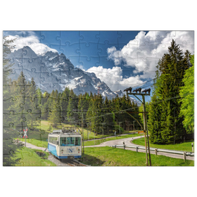 Darstellung des Puzzle Motivs Bayerische Zugspitzbahn gegen Zugspitze bei Garmisch-Partenkirchen - Puzzleteile: 100