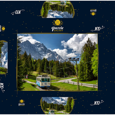 Bayerische Zugspitzbahn gegen Zugspitze (2962m) bei Garmisch-Partenkirchen 100 Puzzle Schachtel 3D Modell