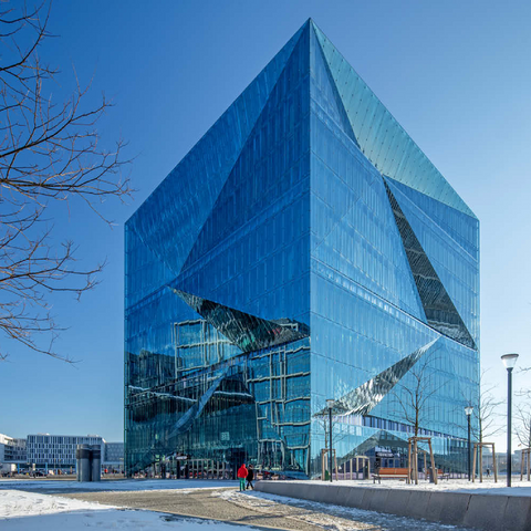 cube berlin, Bürogebäude am Washingtonplatz im Winter 100 Puzzle 3D Modell