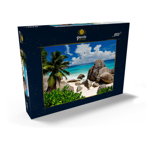 Granitfelsen am Carana Beach in der Carana Bay, Nordspitze der Insel Mahe, Seychellen 1000 Puzzle Schachtel Ansicht2