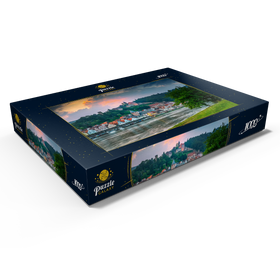Alternative Darstellung des Puzzle-Motivs Historischer Ortskern mit Burg Hirschhorn am Abend – Puzzleteile: 1000
