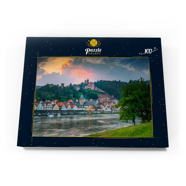 Historischer Ortskern mit Burg Hirschhorn am Abend 100 Puzzle Schachtel Ansicht3