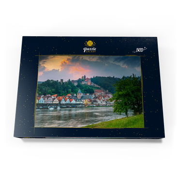 Historischer Ortskern mit Burg Hirschhorn am Abend 500 Puzzle Schachtel Ansicht3