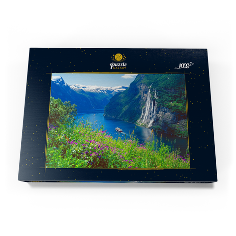 Geiranger Fjord und Sieben Schwestern Wasserfall, Mittelnorwegen, Norwegen 1000 Puzzle Schachtel Ansicht3