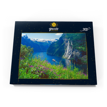 Geiranger Fjord und Sieben Schwestern Wasserfall, Mittelnorwegen, Norwegen 200 Puzzle Schachtel Ansicht3