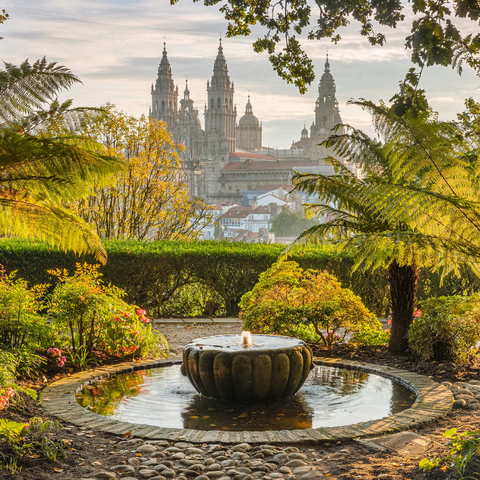 Blick vom Park Parque da Alameda zur Kathedrale von Santiago de Compostela, Camino Francés 1000 Puzzle 3D Modell