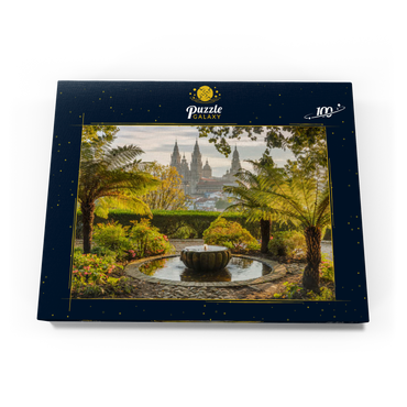 Blick vom Park Parque da Alameda zur Kathedrale von Santiago de Compostela, Camino Francés 100 Puzzle Schachtel Ansicht3