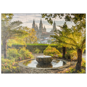 Darstellung des Puzzle Motivs Blick vom Park Parque da Alameda zur Kathedrale von Santiago de Compostela - Puzzleteile: 100