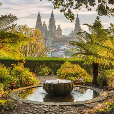 Blick vom Park Parque da Alameda zur Kathedrale von Santiago de Compostela, Camino Francés 100 Puzzle 3D Modell