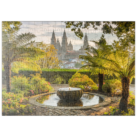 puzzleplate Blick vom Park Parque da Alameda zur Kathedrale von Santiago de Compostela, Camino Francés 200 Puzzle