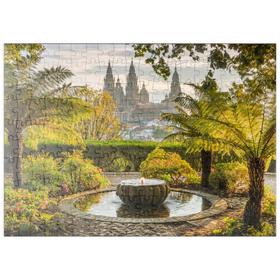 Darstellung des Puzzle Motivs Blick vom Park Parque da Alameda zur Kathedrale von Santiago de Compostela - Puzzleteile: 200