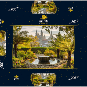 Blick vom Park Parque da Alameda zur Kathedrale von Santiago de Compostela, Camino Francés 200 Puzzle Schachtel 3D Modell