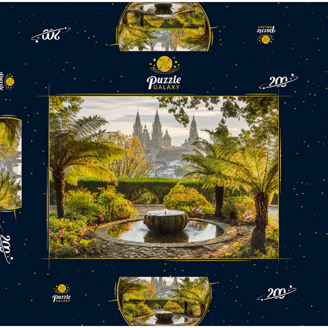 Blick vom Park Parque da Alameda zur Kathedrale von Santiago de Compostela, Camino Francés 200 Puzzle Schachtel 3D Modell