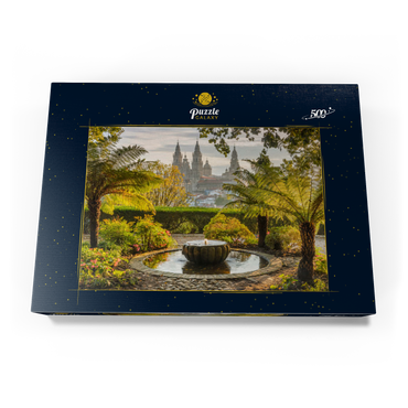 Blick vom Park Parque da Alameda zur Kathedrale von Santiago de Compostela, Camino Francés 500 Puzzle Schachtel Ansicht3