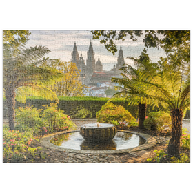 Darstellung des Puzzle-Motivs Blick vom Park Parque da Alameda zur Kathedrale von Santiago de Compostela – Puzzleteile: 500