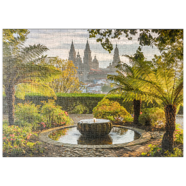 puzzleplate Blick vom Park Parque da Alameda zur Kathedrale von Santiago de Compostela, Camino Francés 500 Puzzle