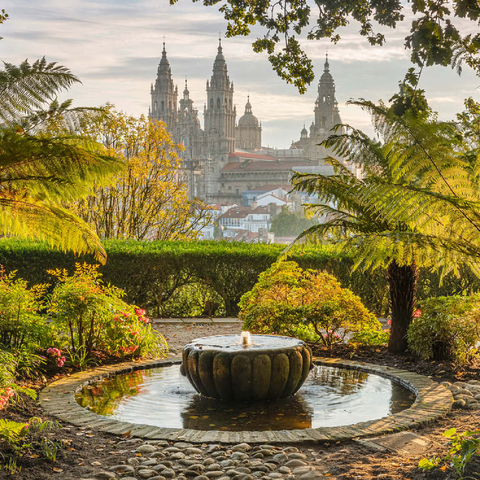 Blick vom Park Parque da Alameda zur Kathedrale von Santiago de Compostela, Camino Francés 500 Puzzle 3D Modell