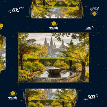 Blick vom Park Parque da Alameda zur Kathedrale von Santiago de Compostela, Camino Francés 500 Puzzle Schachtel 3D Modell