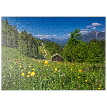 puzzleplate Weg nach Wamberg gegen Zugspitze (2962m), Daniel (2340m) in Tirol, und Kramer (1985m) 200 Puzzle