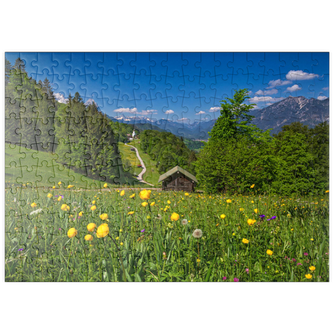 puzzleplate Weg nach Wamberg gegen Zugspitze (2962m), Daniel (2340m) in Tirol, und Kramer (1985m) 200 Puzzle