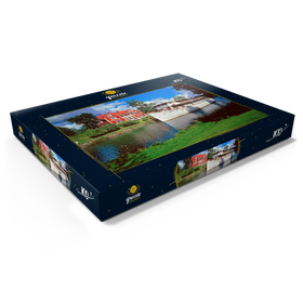 Darstellung des Puzzle Motivs Göta Hotel am Göta Kanal mit dem Kabinenschiff Diana, Borensberg, Östergötland - Puzzleteile: 100